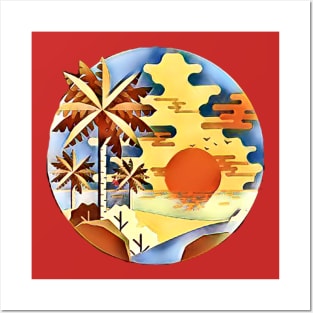 Palm Desert Sunset (round sphere) Posters and Art